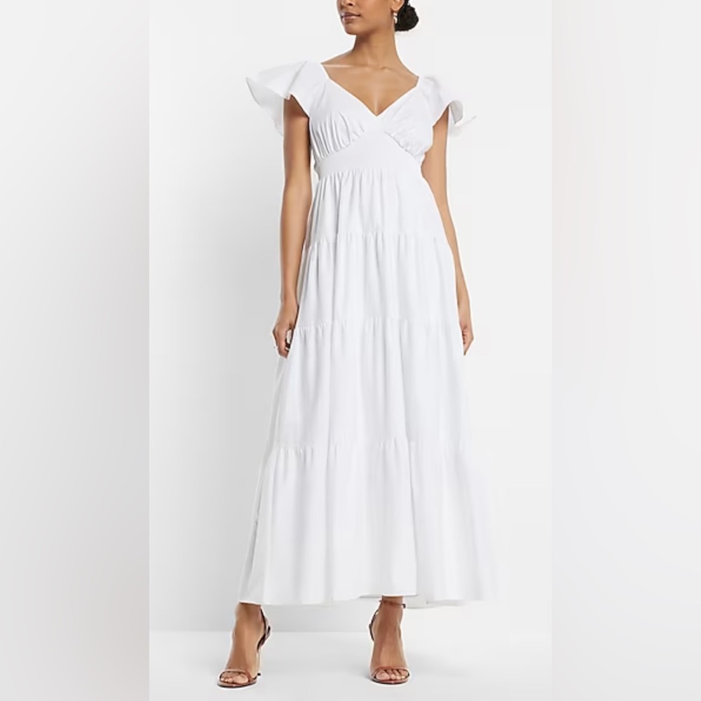 White flutter sleeve maxi
